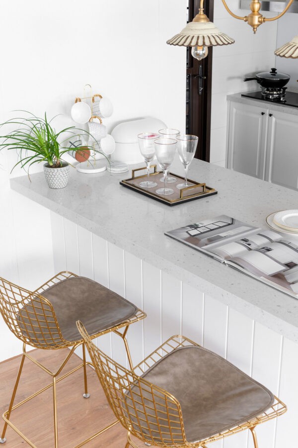 gold bar stools | Interior Design Ideas