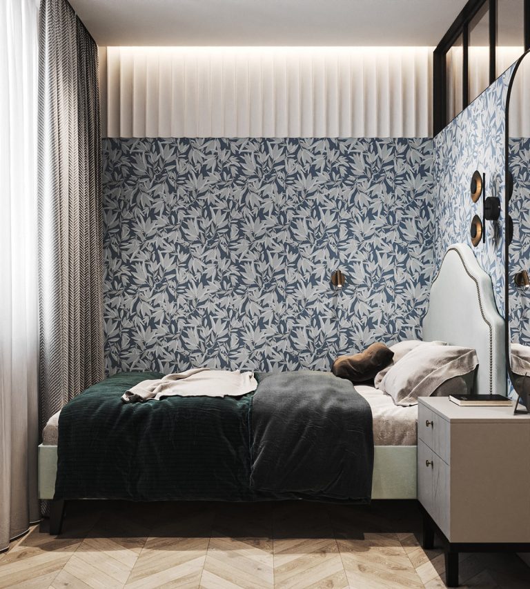 blue wallpaper | Interior Design Ideas
