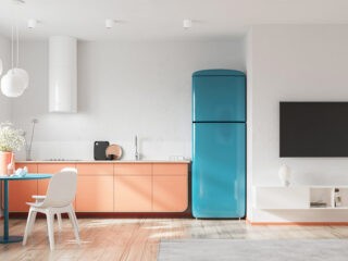 Creating Space With Orange And Blue Decor