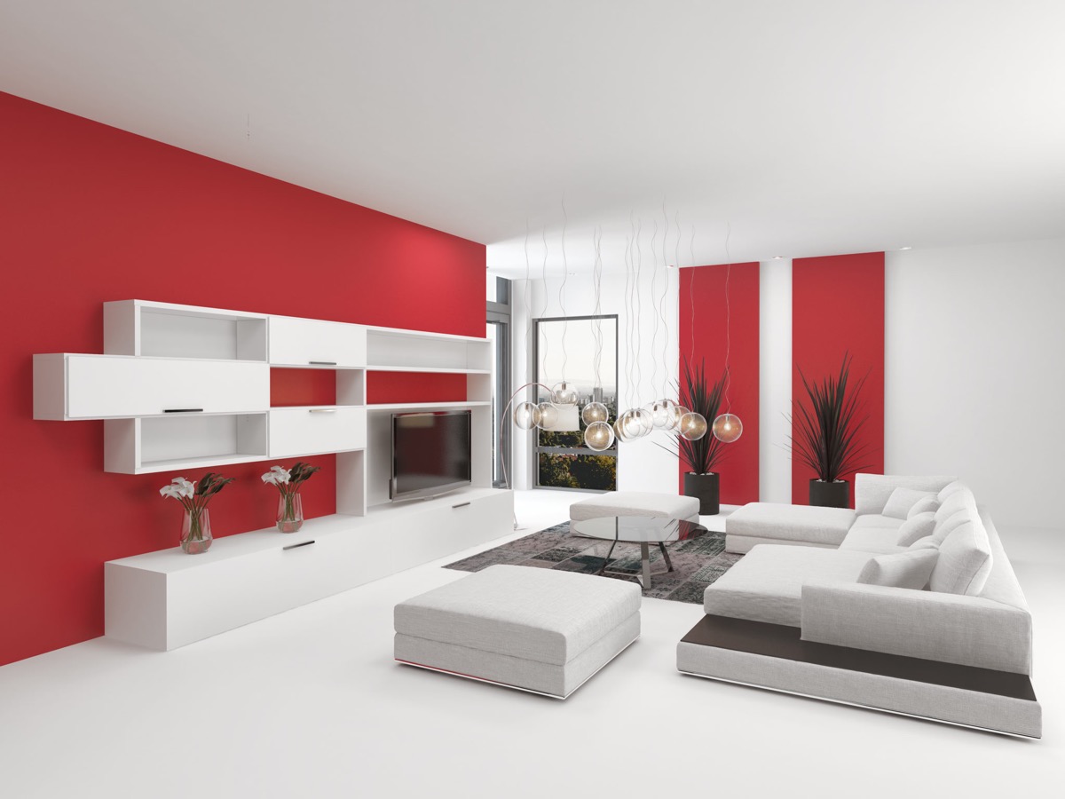 black red white living room decor