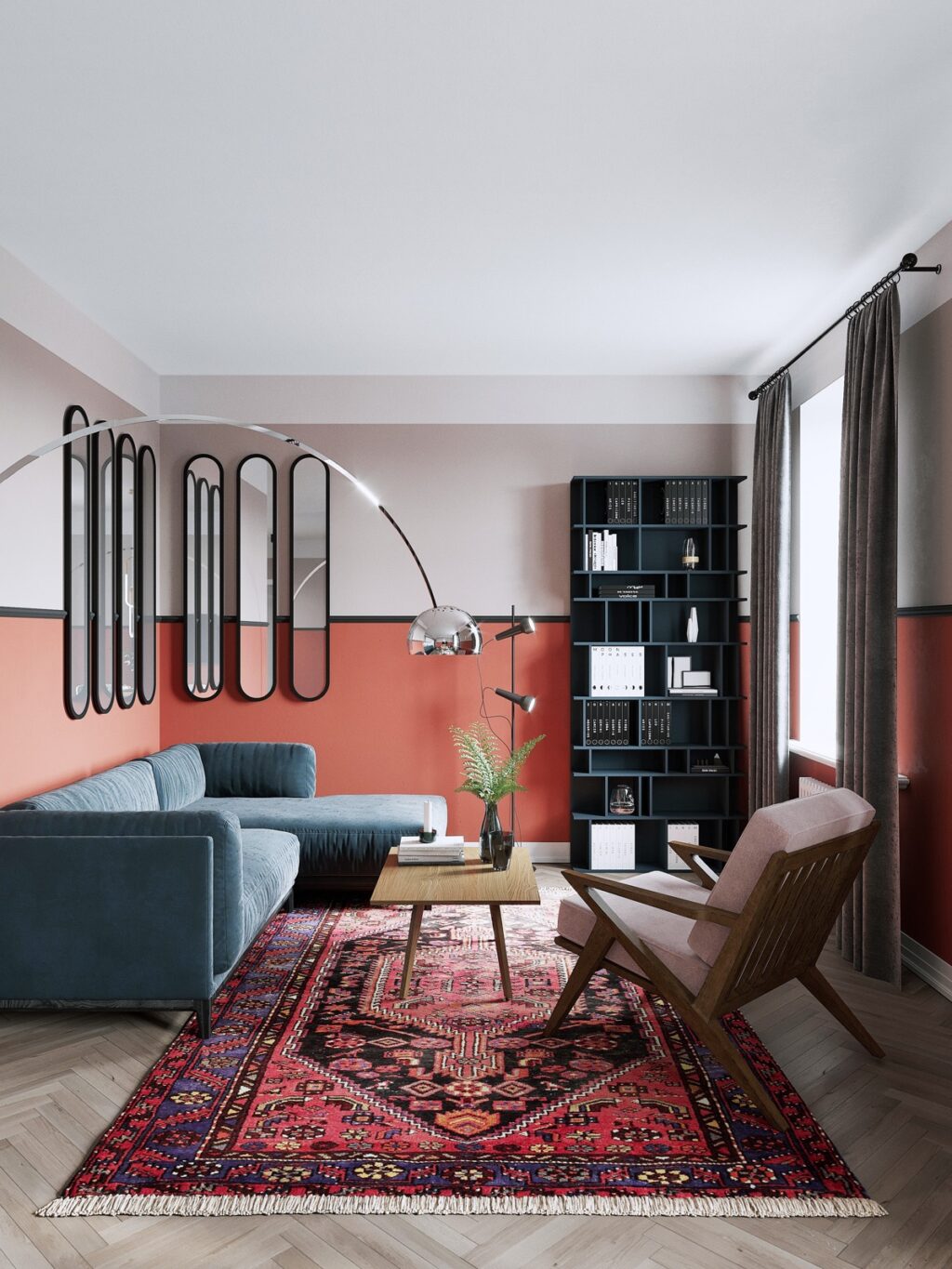 red living room carpet Interior Design Ideas