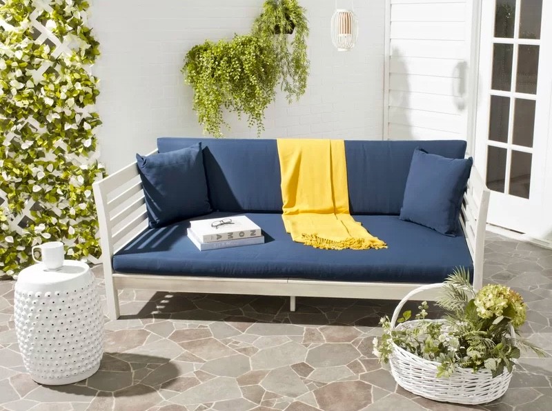 Cute White Outdoor Daybed Frame With Blue Cushions Unique Patio 