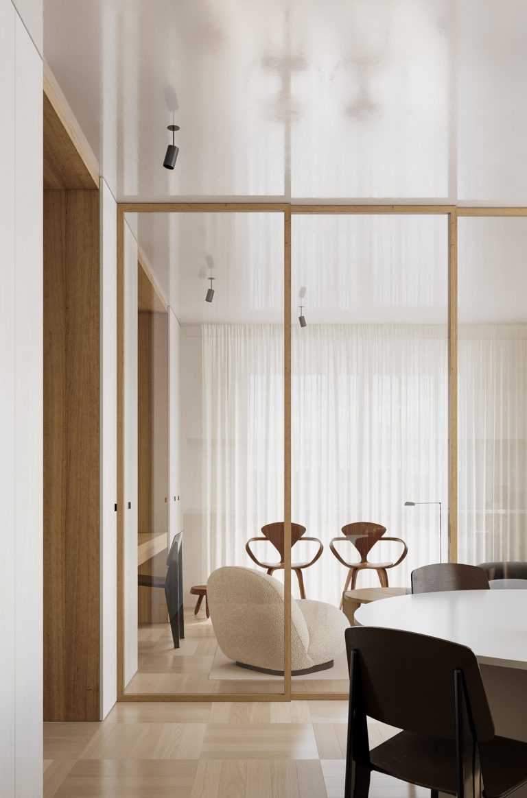 glass wall living room Interior Design Ideas