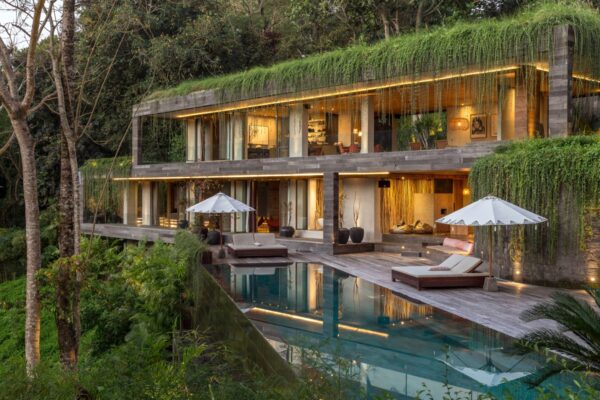 luxury house with green roof | Interior Design Ideas