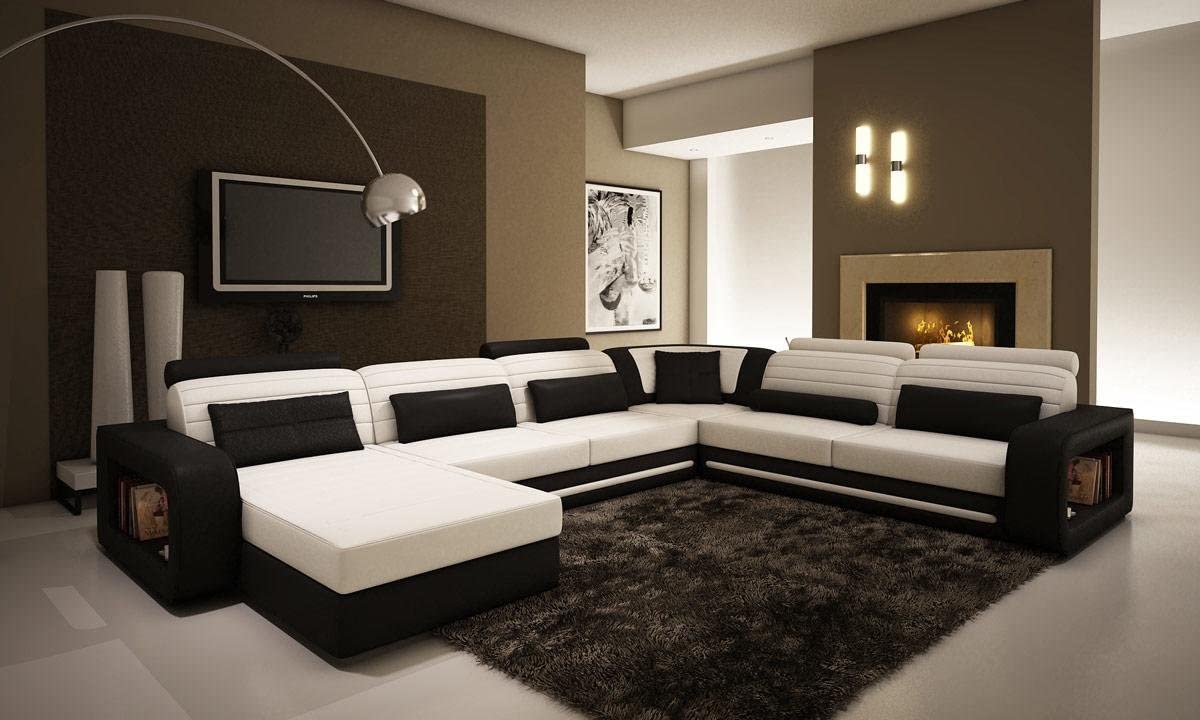 Black White Leather Sectional Sofa