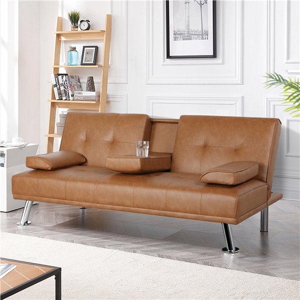 Faux Leather Sofa Bed With Flip Down