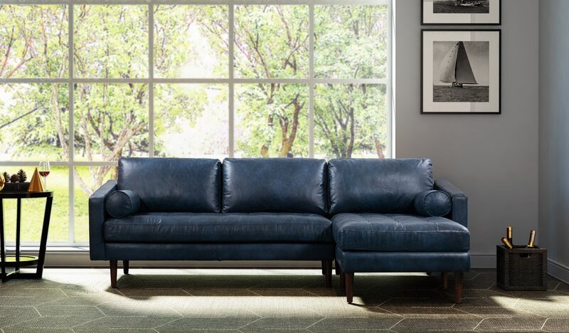 L Shaped Leather Sectional Sofa With