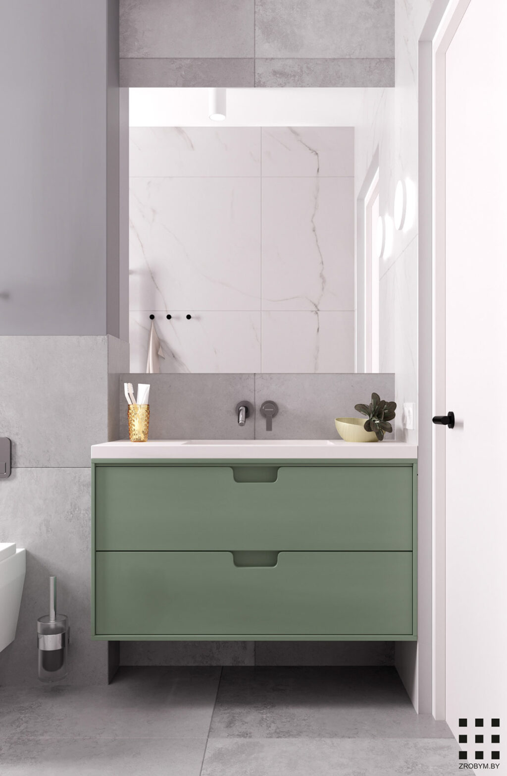 green and grey bathroom | Interior Design Ideas