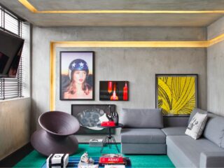 Hot Multicolour Accents & Cool Concrete Interiors