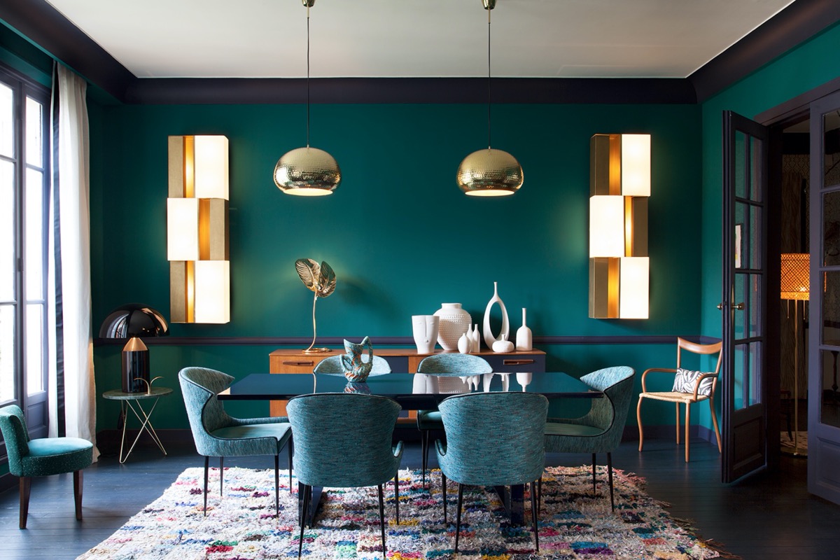 blue green dining room chairs