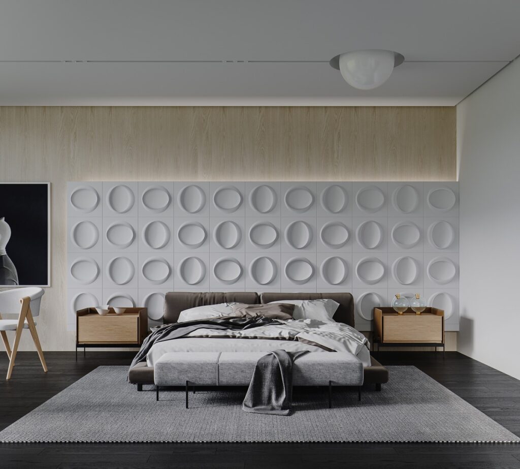 unique headboard feature wall | Interior Design Ideas