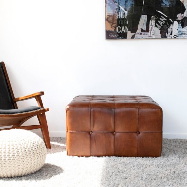 Gendron leather tufted cocktail ottoman store