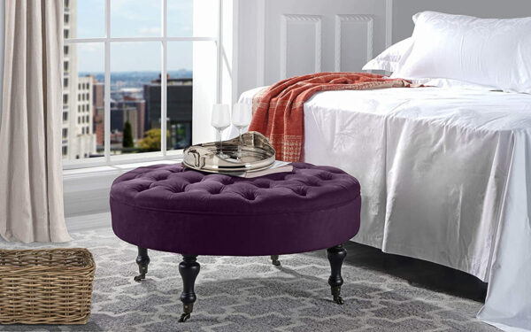 Purple on sale tufted ottoman