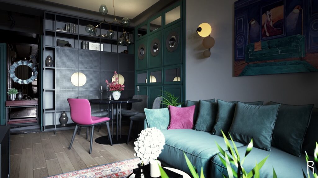 black and purple dining room | Interior Design Ideas