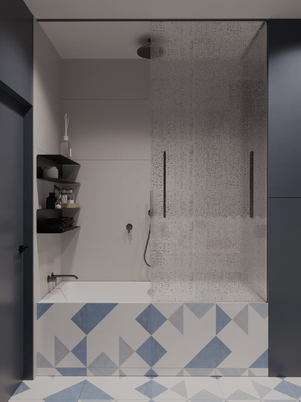 blue bath panel Interior Design Ideas