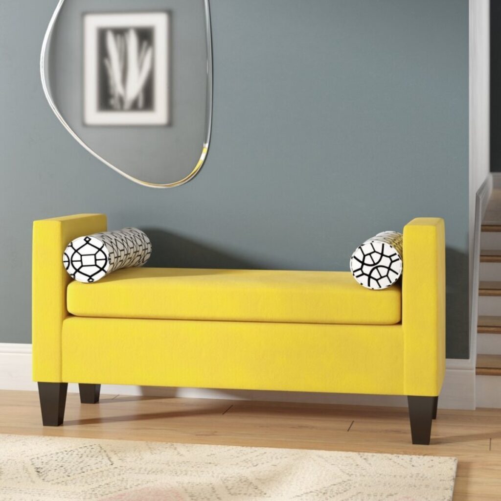 Playful Velvet Bench With Pillows Interior Design Ideas