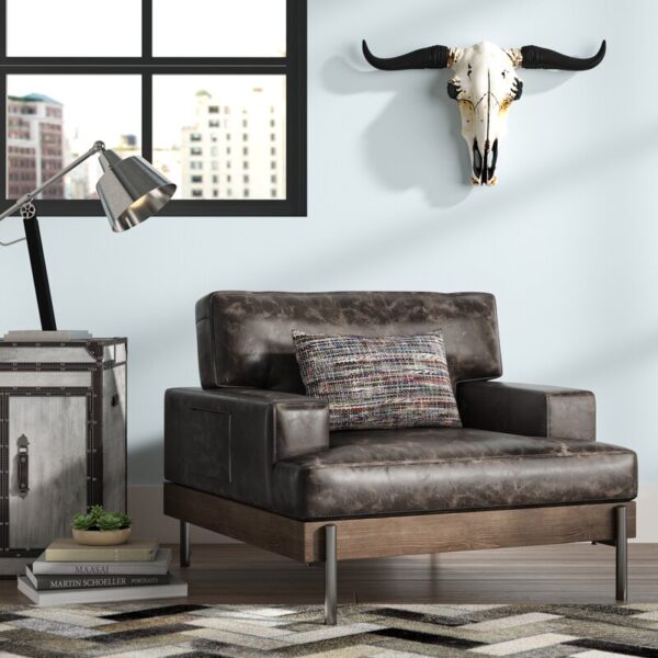 Toulouse vintage leather and wood 2025 armchair