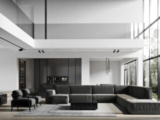 Luxury Home Interiors Set In Black And White Decor