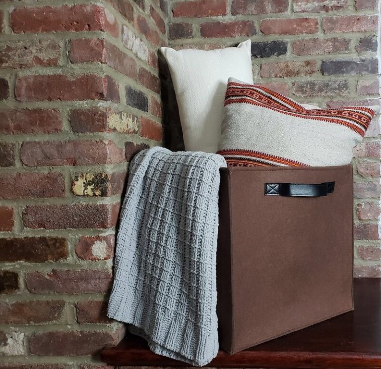 felt decorative storage bin with leather handles modern organization