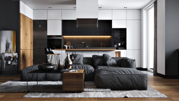 Black white grey wood living room discount