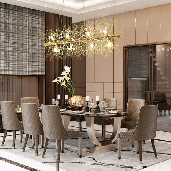Chandelier on dining table discount
