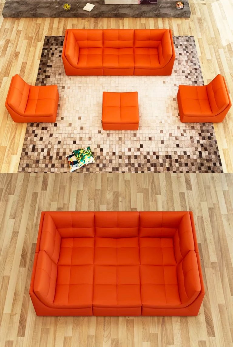 Orange Faux Leather Sofa Interior Design Ideas
