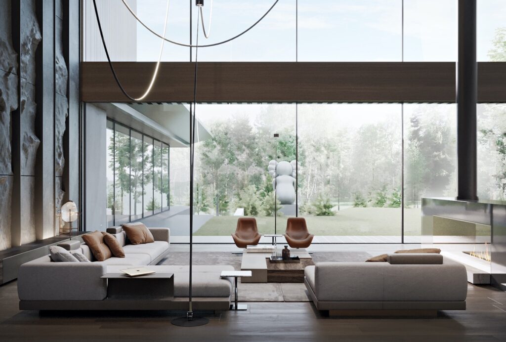 brown accent living room | Interior Design Ideas