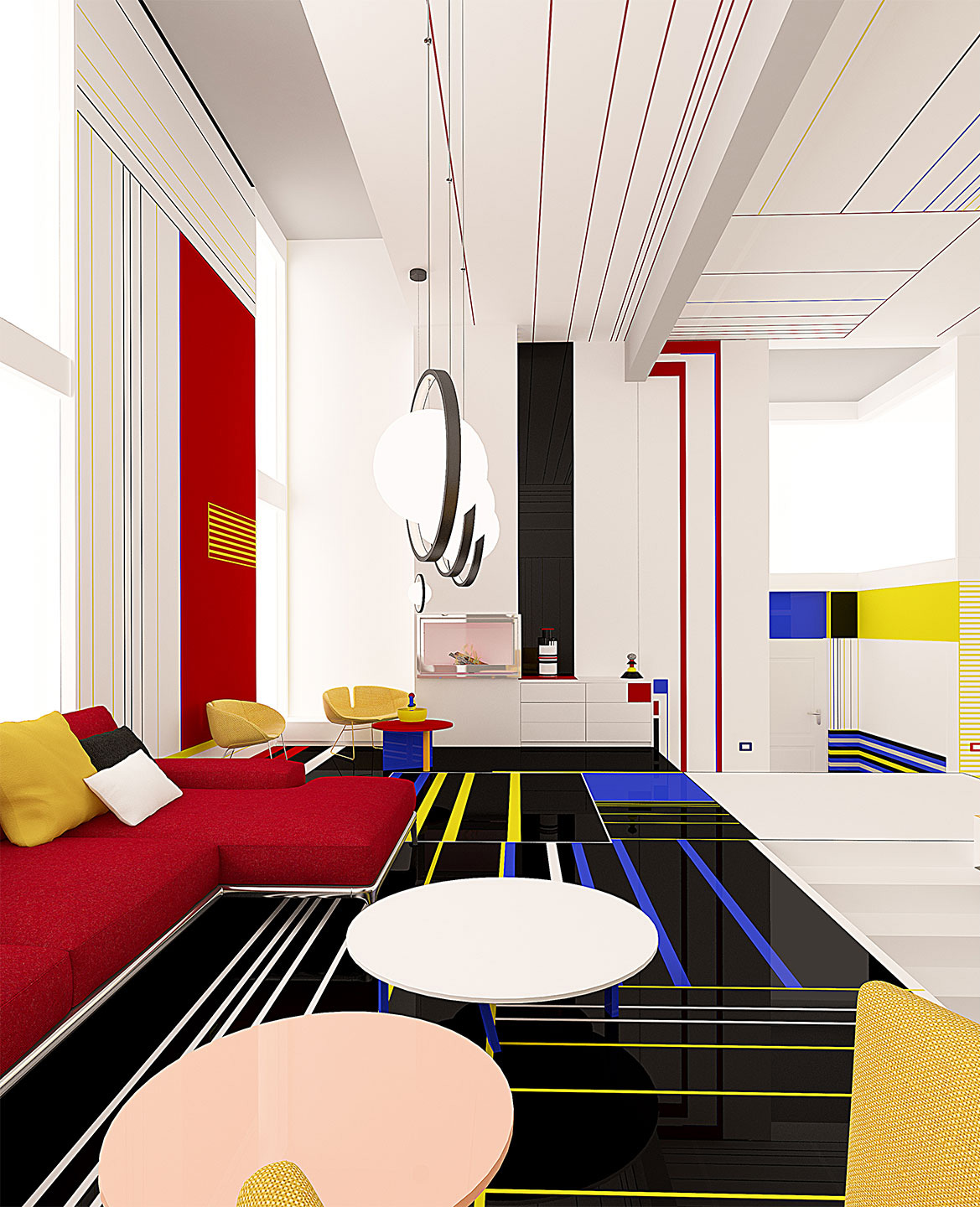 Red Yellow And Blue Interiors That
