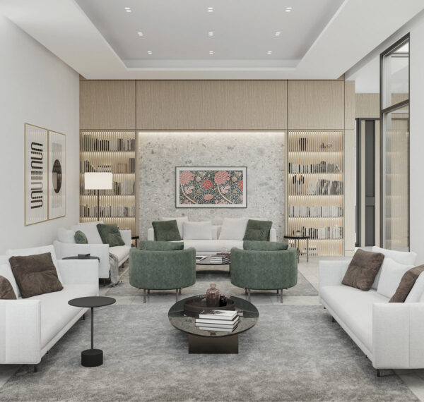 green accent living room Interior Design Ideas