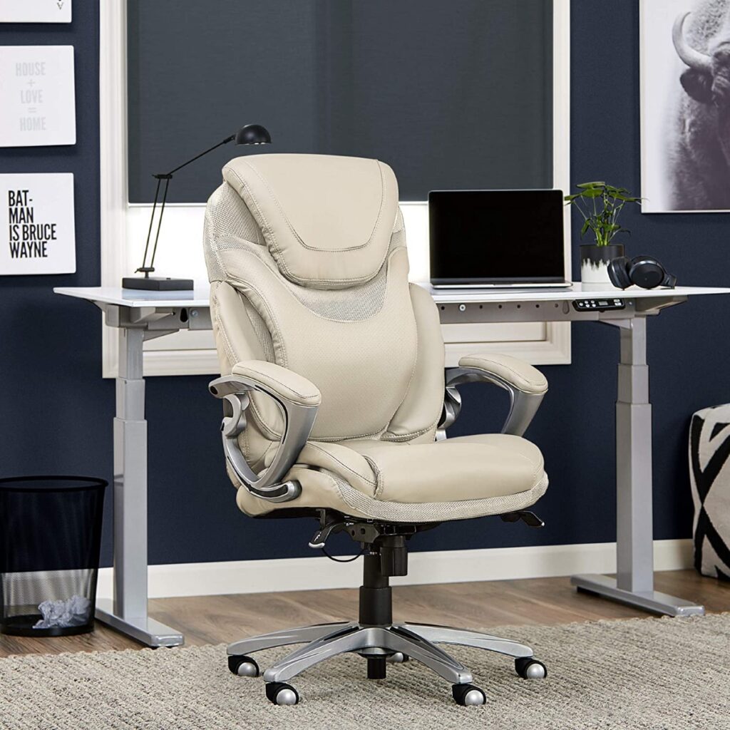 Grey Serta Air Lumbar Bonded Leather Manager’s Office Chair Interior