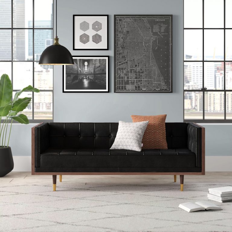 small black leather tuxedo sofa space saving seating ideas for