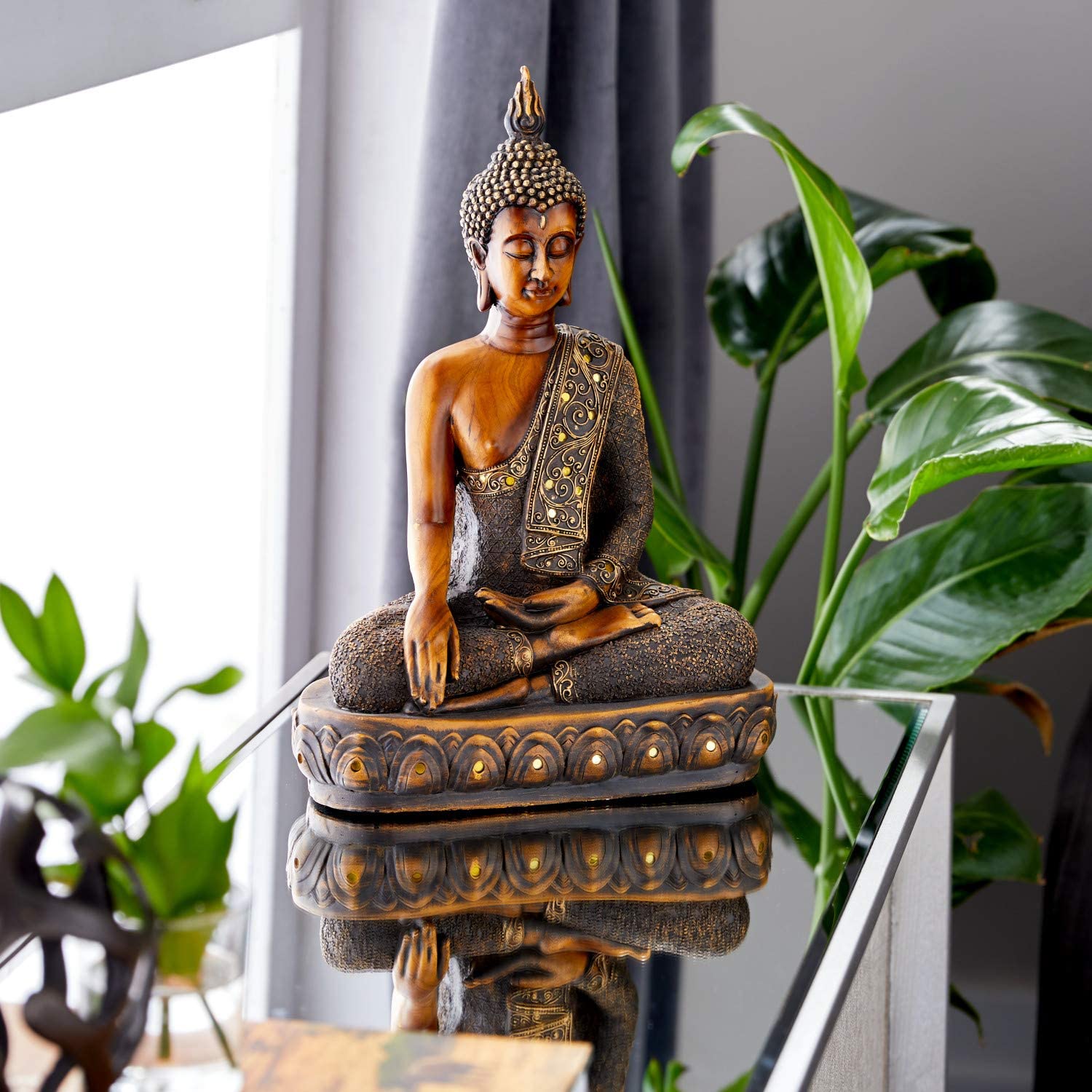bronze buddha statue 15 inch spiritual decor for meditation corner ...