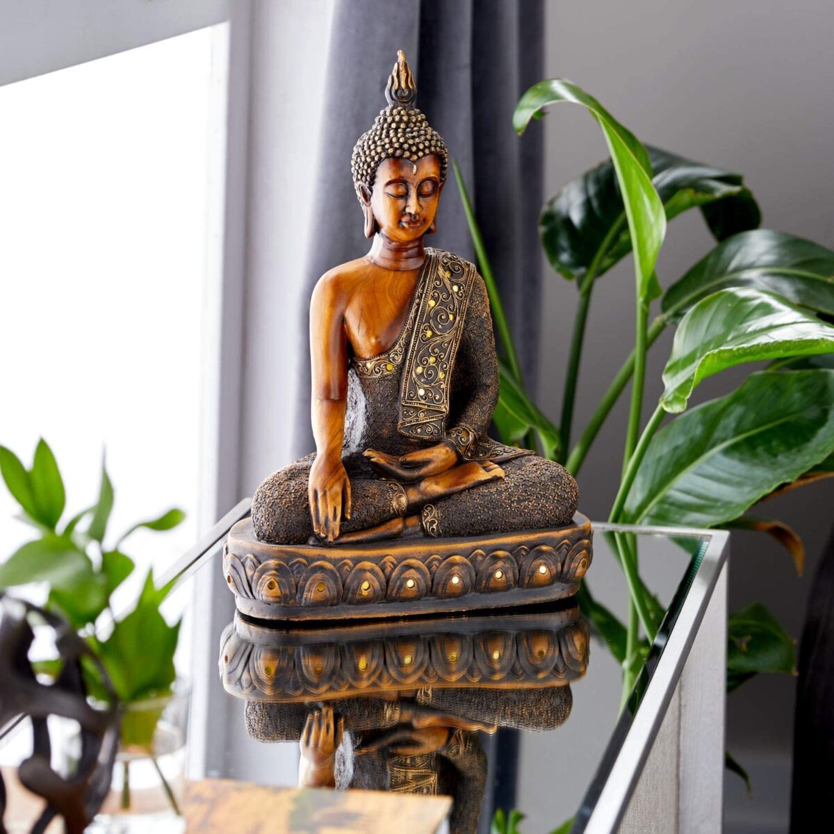 bronze buddha statue 15 inch spiritual decor for meditation corner