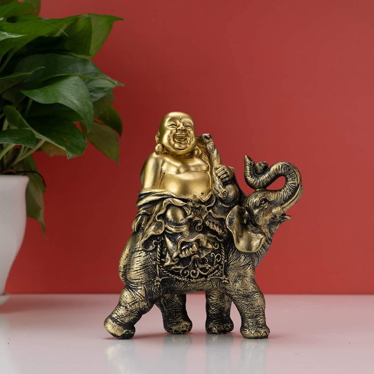 buddha elephant statue feng shui gift idea intricate detailing gold ...