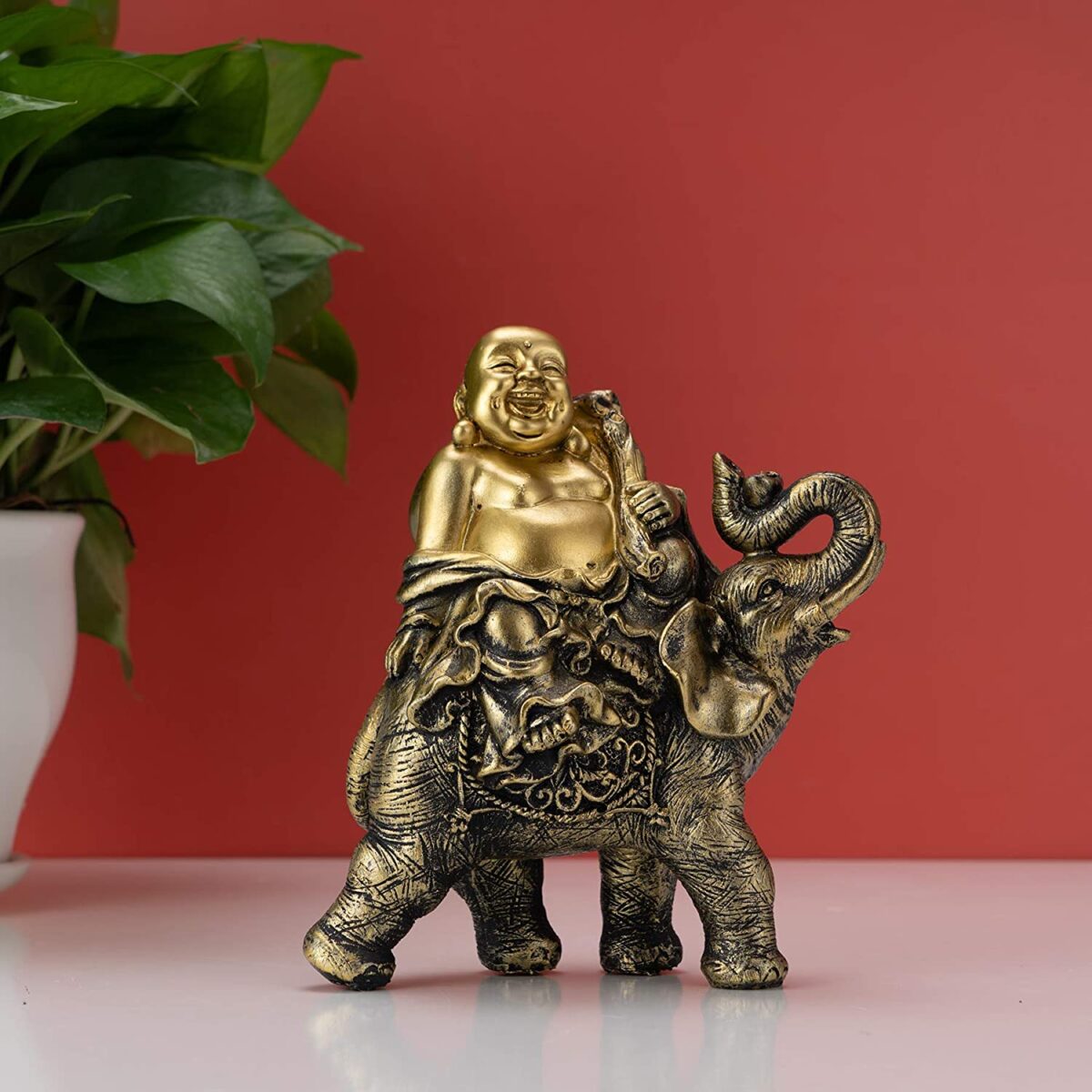 buddha elephant statue feng shui gift idea intricate detailing gold ...