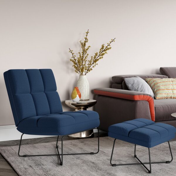 Light blue accent chair on sale with ottoman