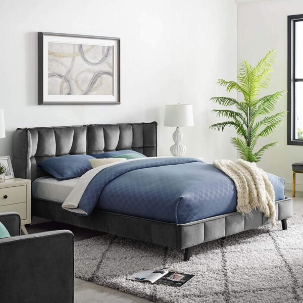 Low profile on sale tufted bed