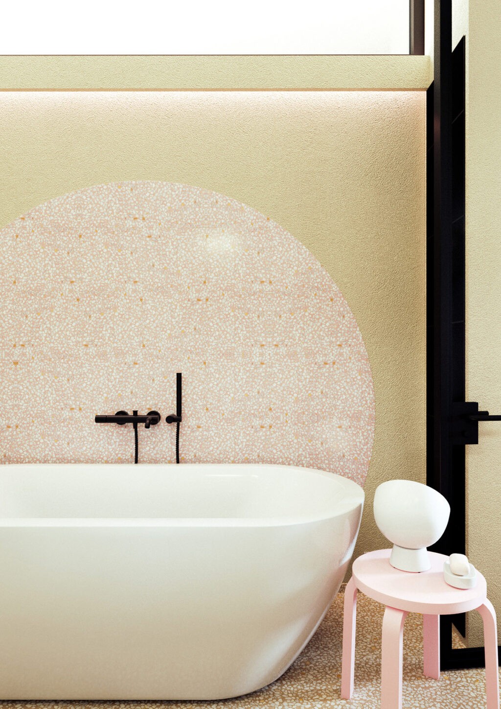 pink accent bathroom Interior Design Ideas
