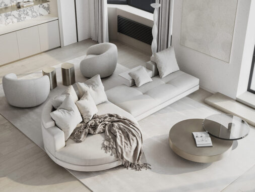 Immaculate White Interior Design With Luxurious Marble Decor