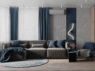 How To Balance A Grey and Dark Blue Interior