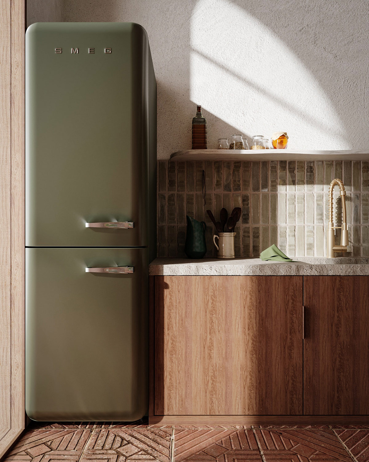 green SMEG fridge  Interior Design Ideas