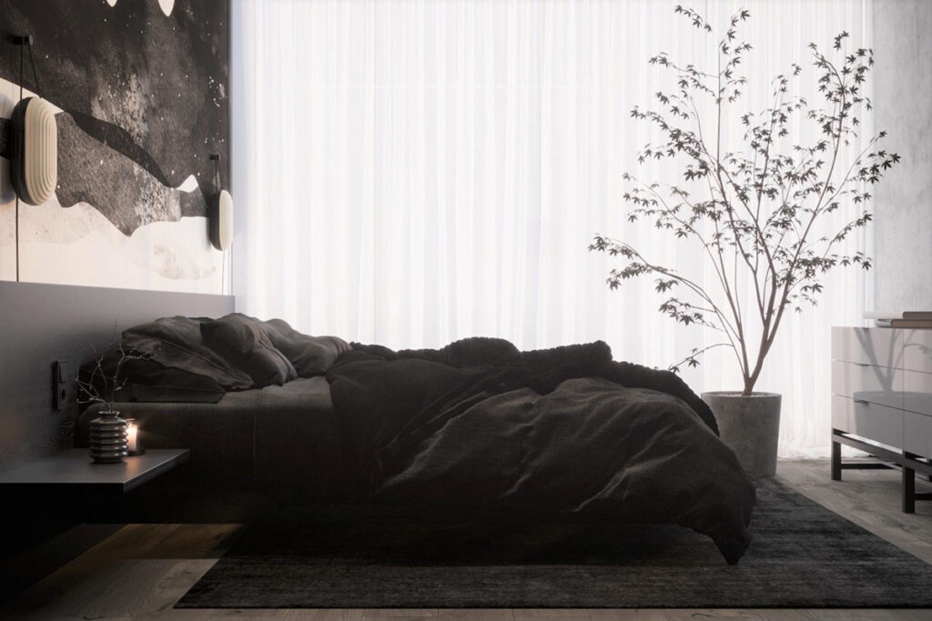 grey bed set | Interior Design Ideas