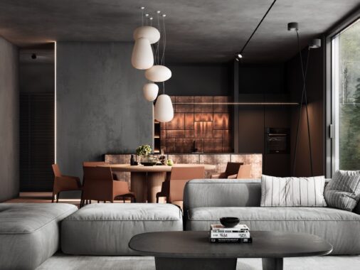 Captivating Copper Accents On Dark Grey Decor