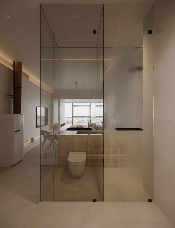 glass wall bathroom Interior Design Ideas