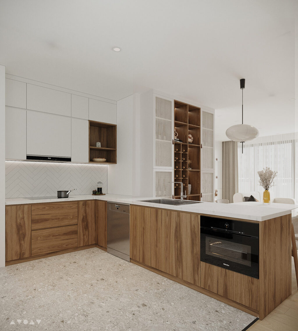white and wood kitchen | Interior Design Ideas