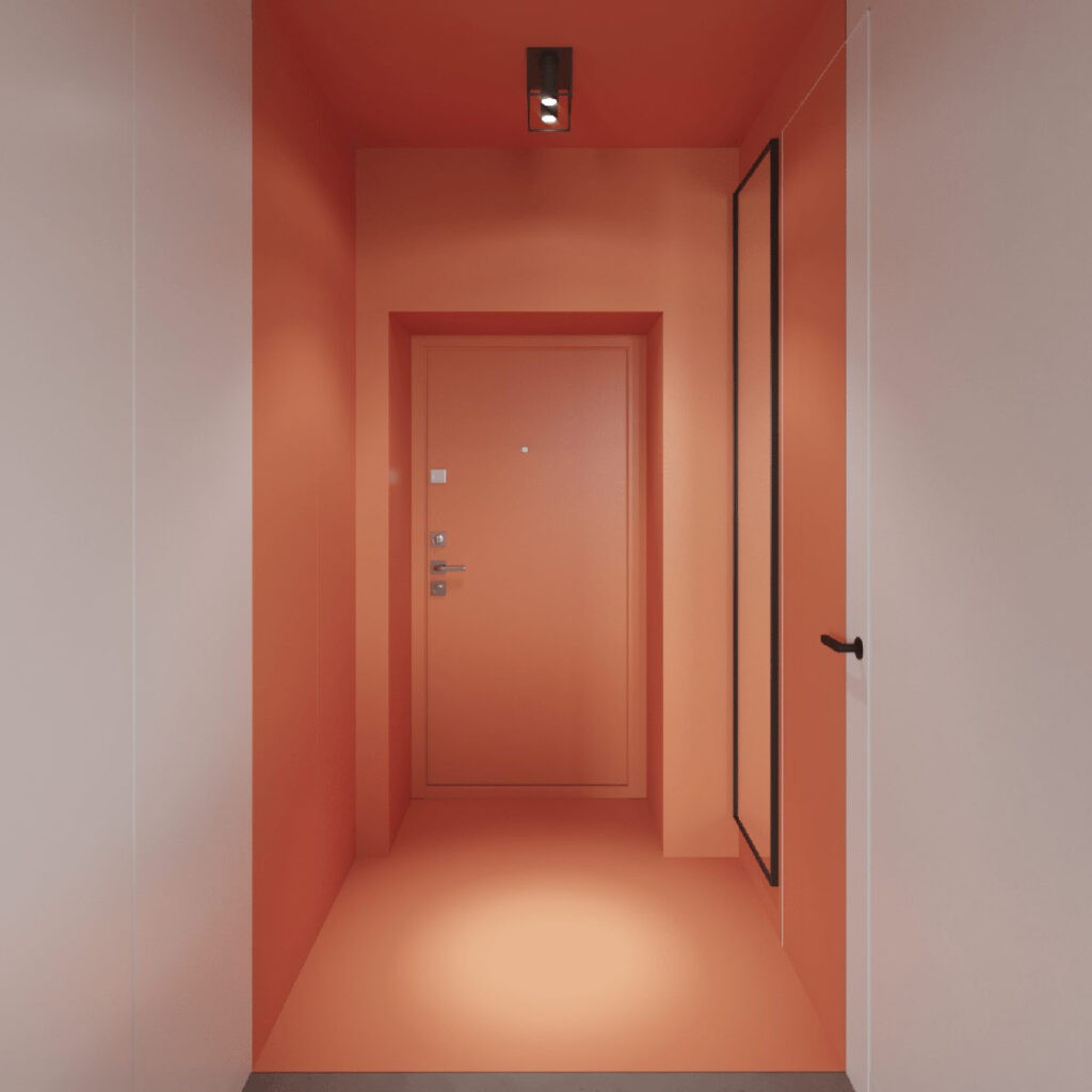 orange entryway Interior Design Ideas