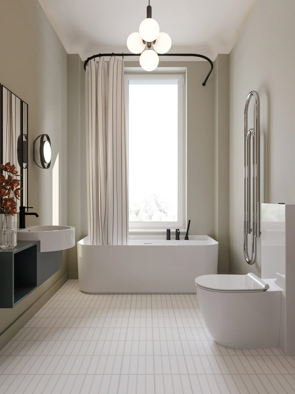 black shower curtain rail Interior Design Ideas