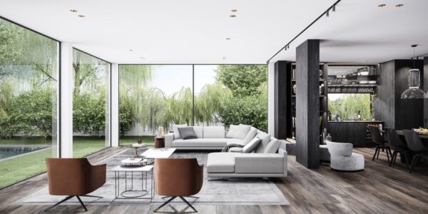 glass wall living room | Interior Design Ideas