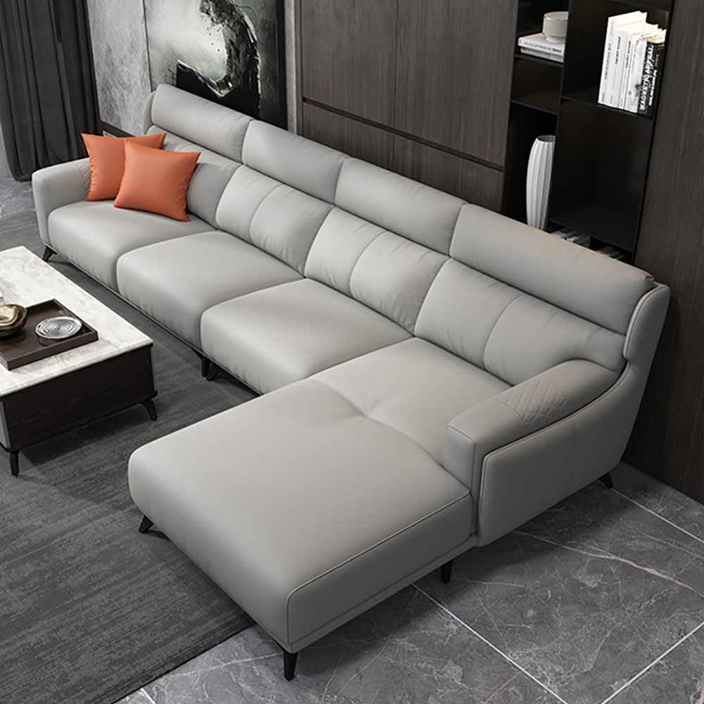 Gray Leather Sectional Sofa Extra Large