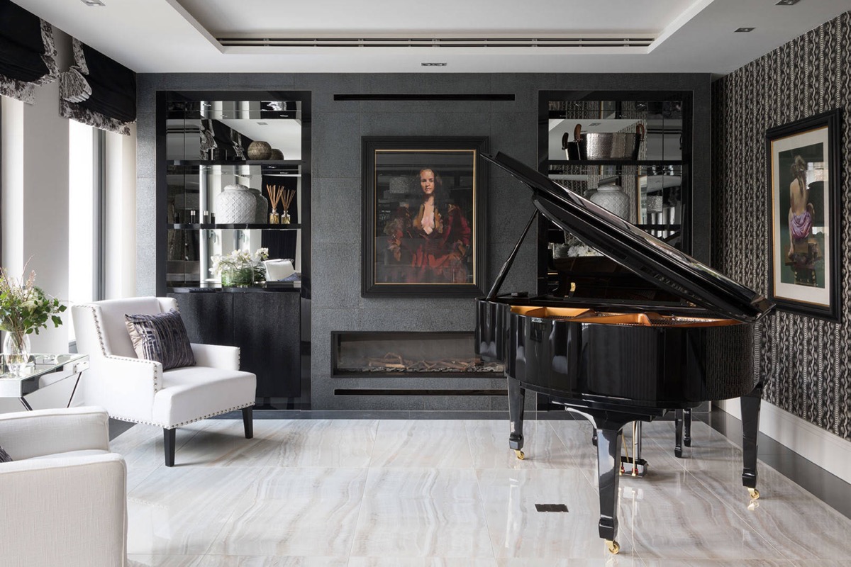 living room grand piano dimensions
